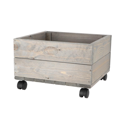 Houten plantenbak op wielen voor terrassen en tuinen 38,5x35,5x25cm Aanbieding