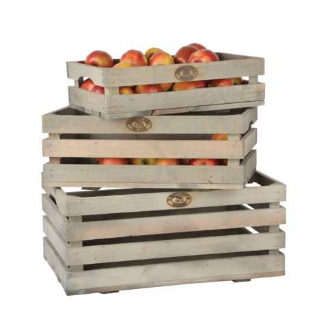 Ensemble de 3 caisses en bois FSC pour fruits et légumes Promotion