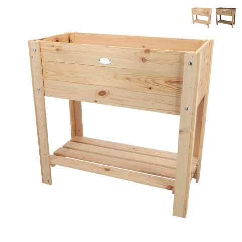 Verhoogde plantenbak van natuurlijk hout 80,5x37,3x78,2 cm Aanbieding