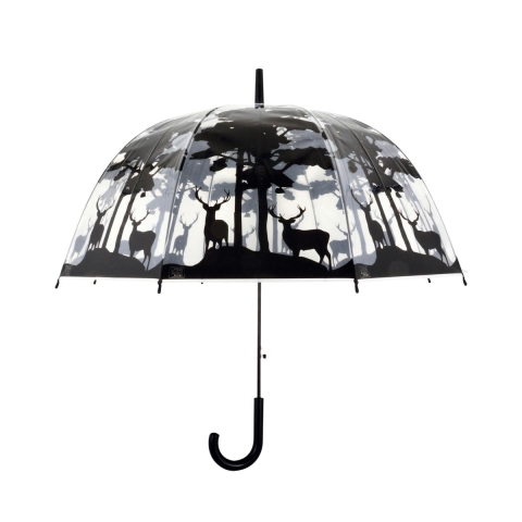 Parapluie transparent avec motif forêt et cerfs Promotion
