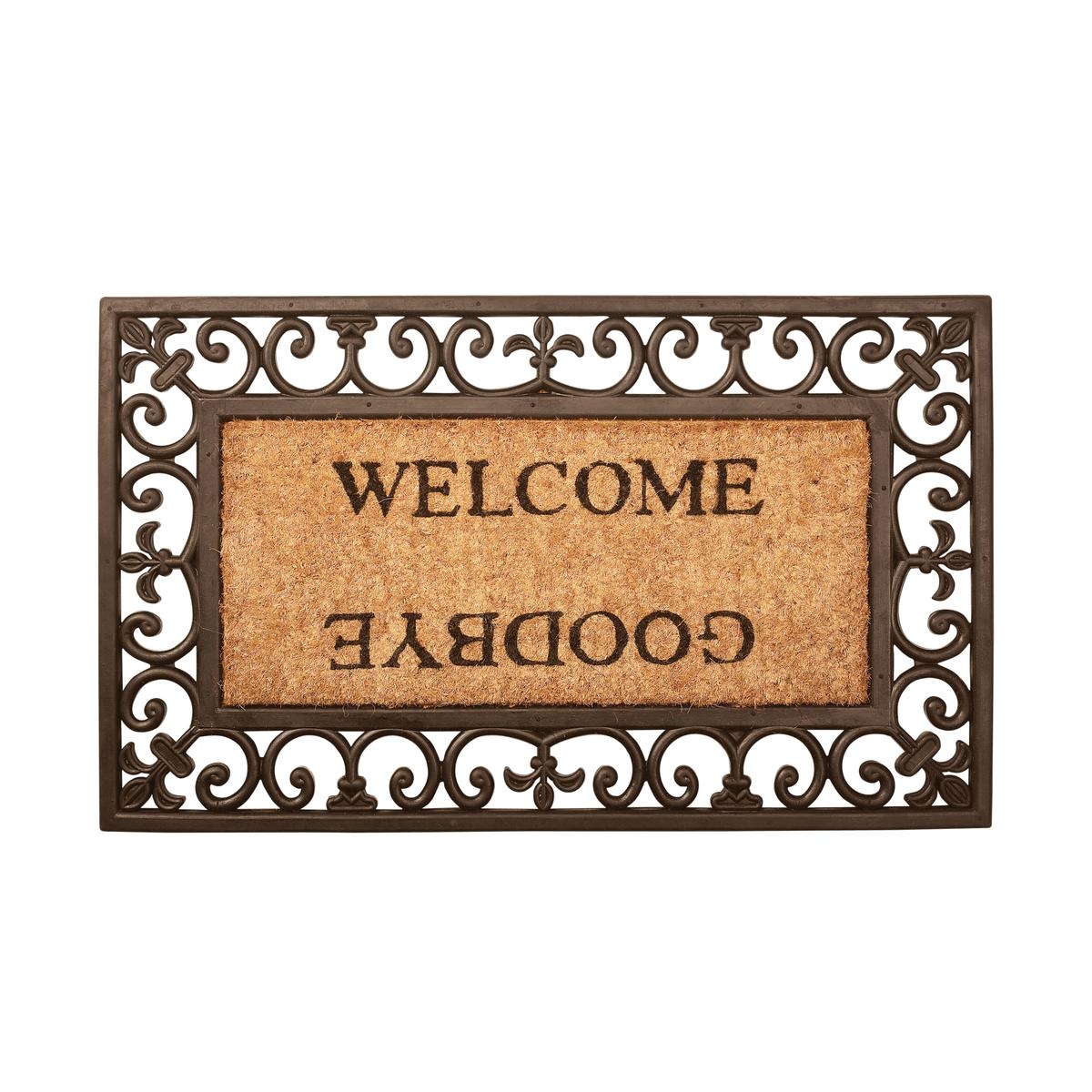 Paillasson d'entrée en caoutchouc et coco avec inscription Welcome Goodbye Promotion Paillasson d'entrée en caoutchouc et coco avec inscription Welcome Goodbye Promotion