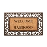 Paillasson d'entrée en caoutchouc et coco avec inscription Welcome Goodbye Promotion