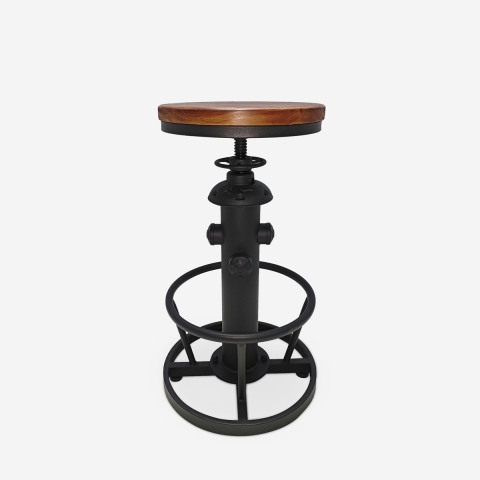 Tabouret de bar vintage industriel réglable avec repose-pieds Ziblo Promotion