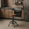 Tabouret pivotant réglable industriel vintage avec dossier Crewi Back Vente
