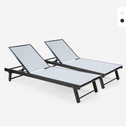 Lot de 2 transats de jardin avec roues réglables en aluminium Rimini Promotion