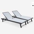 Lot de 2 transats de jardin avec roues réglables en aluminium Rimini Promotion