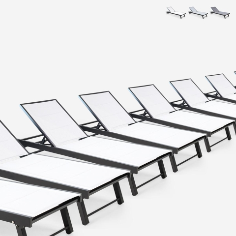 Lot de 20 chaises longues de jardin en aluminium avec roues Rimini Promotion