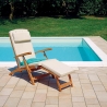 Chaise longue inclinable en bois de teck pour jardin Streamer Vente