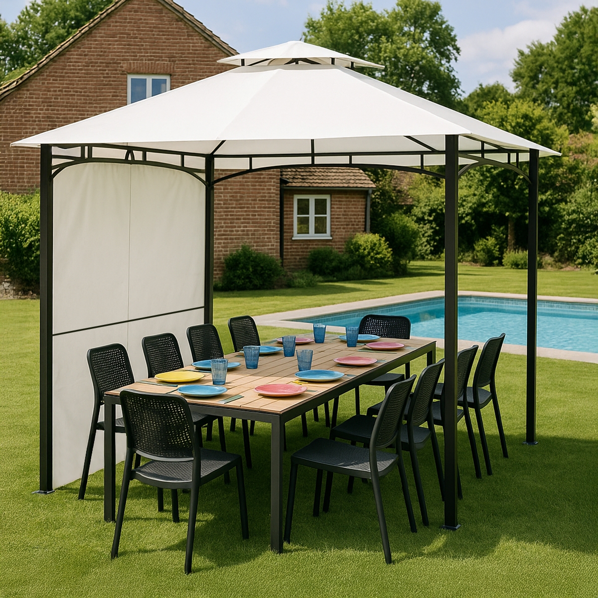 Tonnelle de jardin pour terrasses bars restaurants et piscines 3.3 x 3.3 m Antigua Promotion Tonnelle de jardin pour terrasses bars restaurants et piscines 3.3 x 3.3 m Antigua Promotion