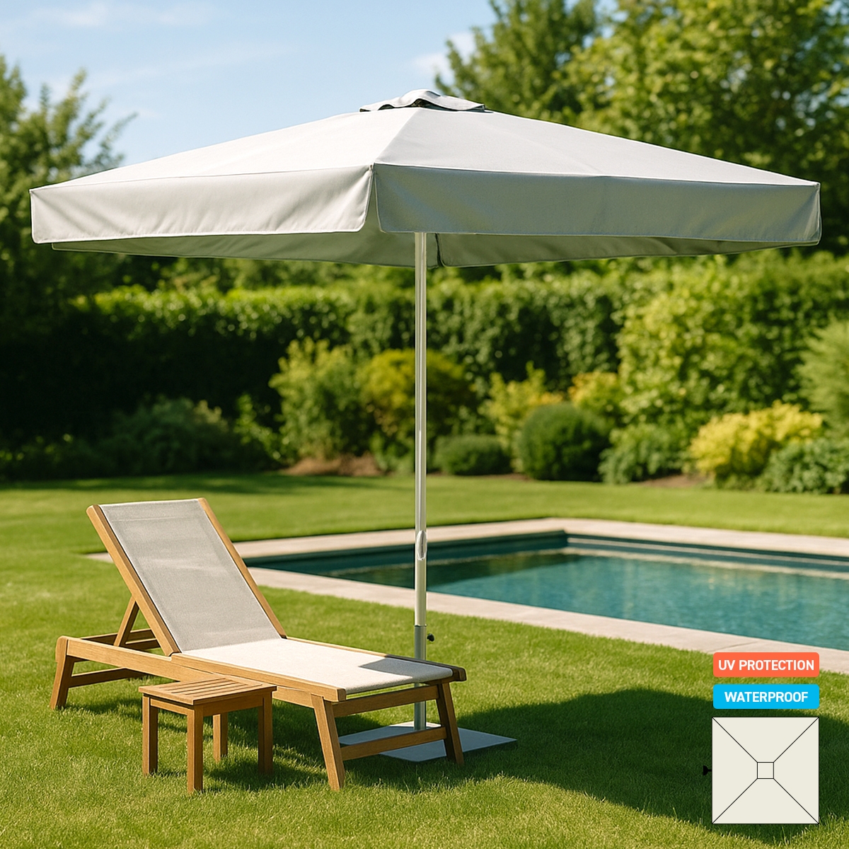 Parasol de jardin droit 3x3 aluminium carré bar hôtel Marte