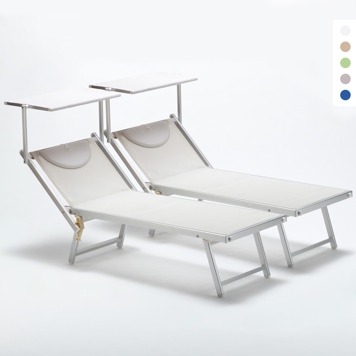 Set van 2 professionele aluminium strandligbedden Italia Catalogus