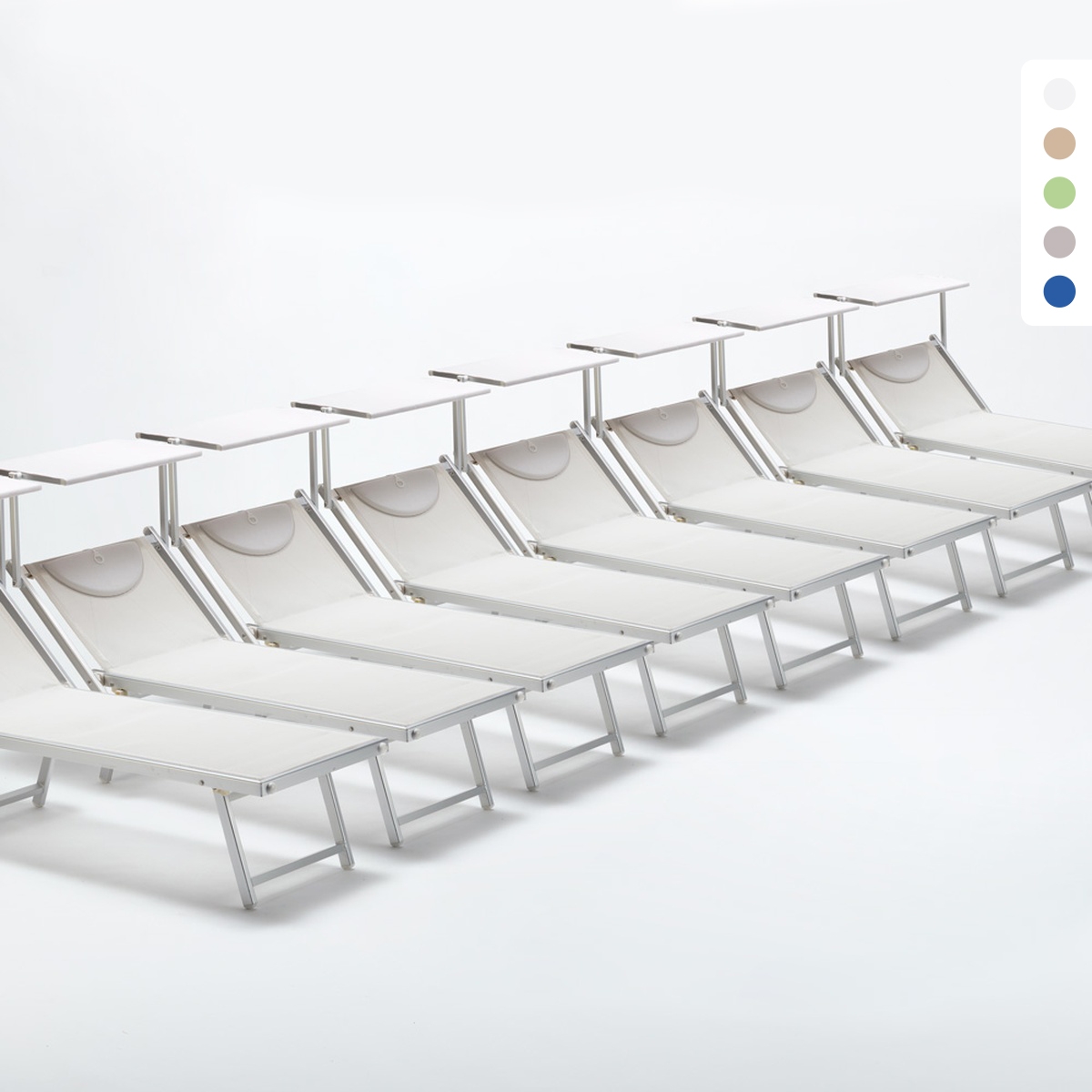 20 Bains de soleil professionnels transats de plage en aluminium Italia Modèle
