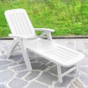 Opvouwbaar wit ligbed voor de tuin van kunststof met wielen Cancun Verkoop