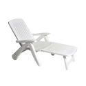 Opvouwbaar wit ligbed voor de tuin van kunststof met wielen Cancun Aanbieding