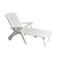 Opvouwbaar wit ligbed voor de tuin van kunststof met wielen Cancun Aanbieding