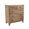 Commode en bois naturel pour chambre à coucher 5 tiroirs Farley Promotion