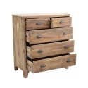 Commode en bois naturel pour chambre à coucher 5 tiroirs Farley Vente