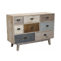 Gekleurde houten ladekast met 8 lades Shabby Chic Donald Aanbieding