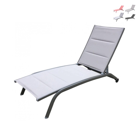 Chaise longue de jardin en aluminium avec roues empilable Itaca Promotion