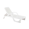 Witte tuin ligbed met wielen van polypropyleen voor bij het zwembad Zanzibar Aanbieding