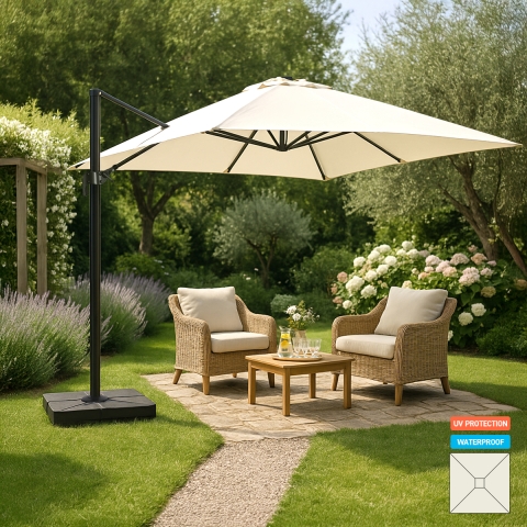 Vierkante tuinparasol 3x3m in aluminium met zijarm Vienna Aanbieding