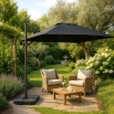 Parasol déporté avec bras réglable en aluminium 3x3 Vienna Noir Dimensions