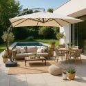 Parasol de jardin déporté 3.5 m carré bras en aluminium Copenaghen Remises