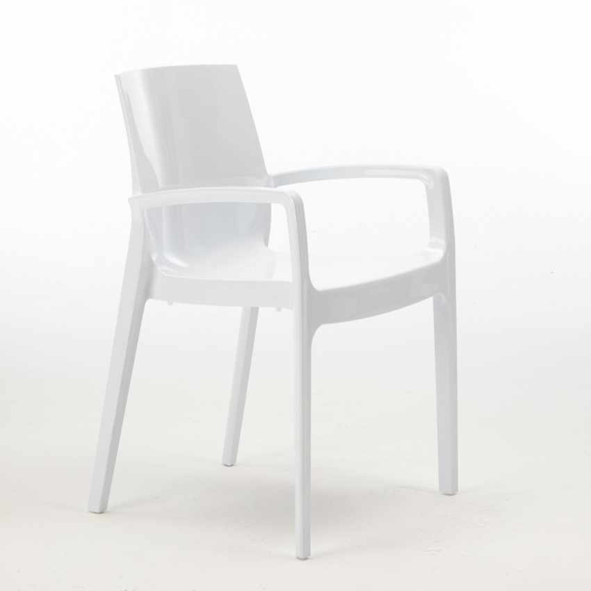 Set van 20 Grand Soleil polypropyleen stoelen met armleuningen Cream Kortingen
