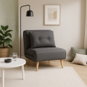 Fauteuil-lit pliant en tissu avec pieds en bois Miriam Vente