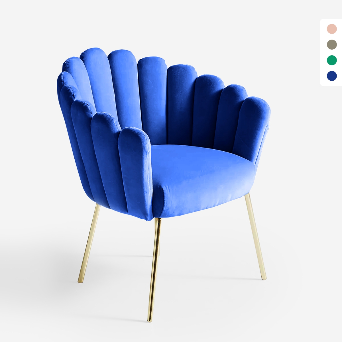 Kuipstoel in modern fluweel design met gouden poten Calicis Aanbieding