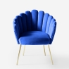 Fauteuil de salon en coquillage design moderne velours pieds dorés Calicis Modèle