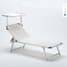 Transat de plage bain de soleil en aluminium avec pare-soleil Nettuno Promotion