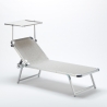 20 transats de plage bains de soleil en aluminium avec pare-soleil Nettuno 