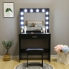 Coiffeuse table de maquillage noire avec tabouret miroir à LED Gaia Black Modèle