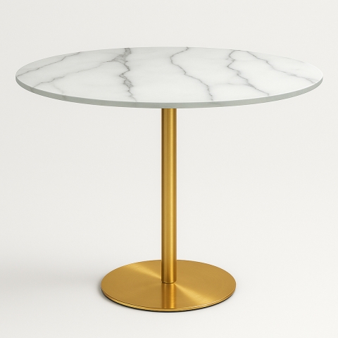 Ronde Goblet tafel 80cm klassieke stijl gouden marmereffect Monika Aanbieding