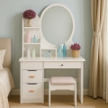Make-up kaptafel Babette met ovale spiegel en kruk Aanbieding