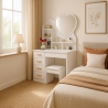 Make-up tafel Clara met spiegel in hartvorm en kruk Aanbieding