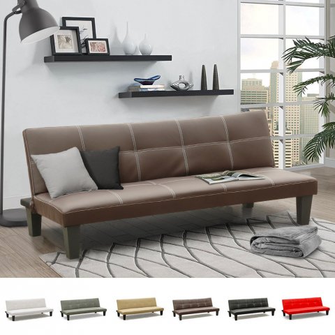 Slaapbank 3 zitplaatsen eco-leer huis of kantoor Topazio Aanbieding