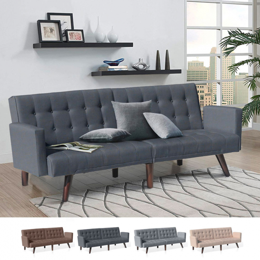 Canapé convertible 3 places Clic Clac en tissu Eliodoro 