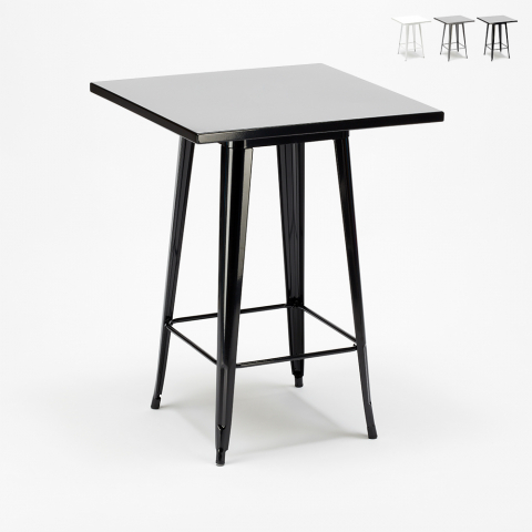 table haute industrielle 60x60 de bar pour tabourets Lix acier et métal nut Promotion