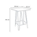 Table haute 60x60 industrielle pour tabouret de bar métal acier bois Bolt Dimensions