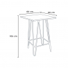 Table haute 60x60 industrielle pour tabouret de bar métal acier bois Bolt Dimensions
