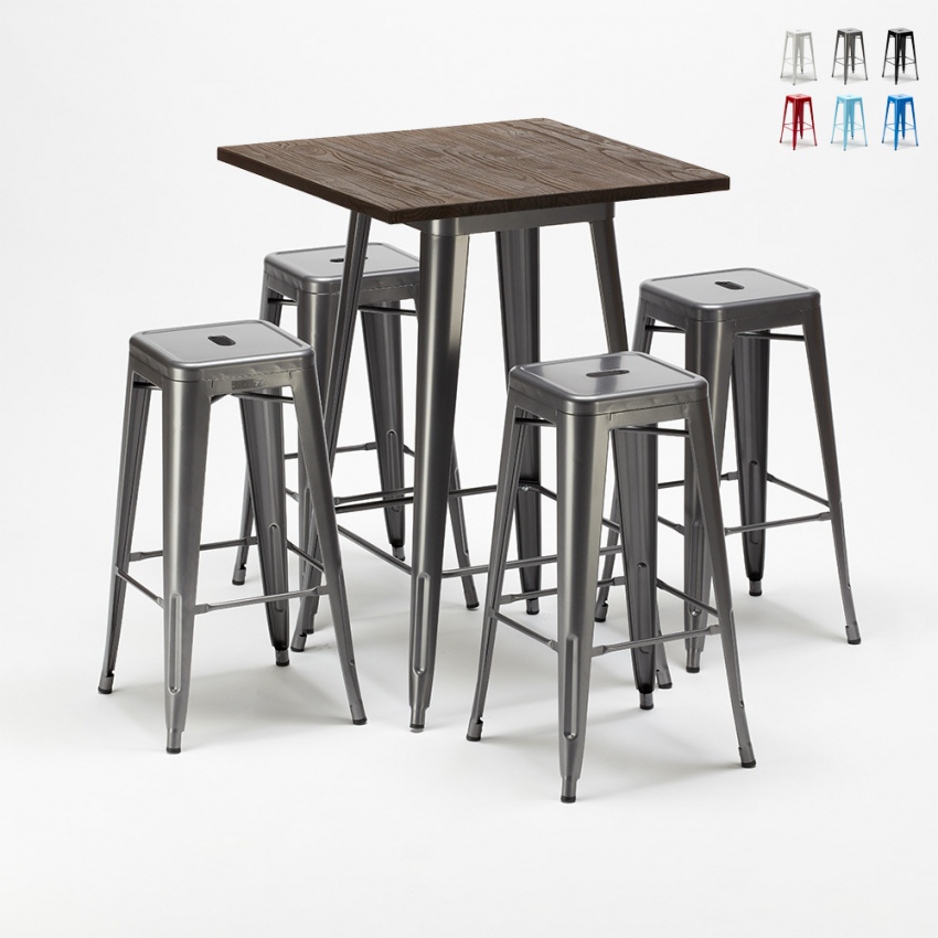 table haute + 4 tabourets en métal style industriel williamsburg Promotion table haute + 4 tabourets en métal style industriel williamsburg Promotion