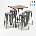table haute 60×60 + 4 tabourets de bar style industriel kips bay Dimensions