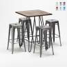 table haute 60×60 + 4 tabourets de bar style industriel kips bay Dimensions