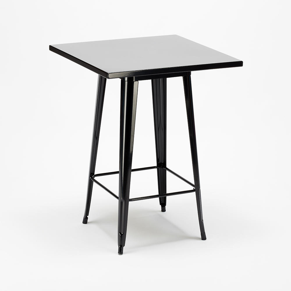 New York Hoge Tafel set met 4 Industrieel Metalen Krukken in Tolixstijl