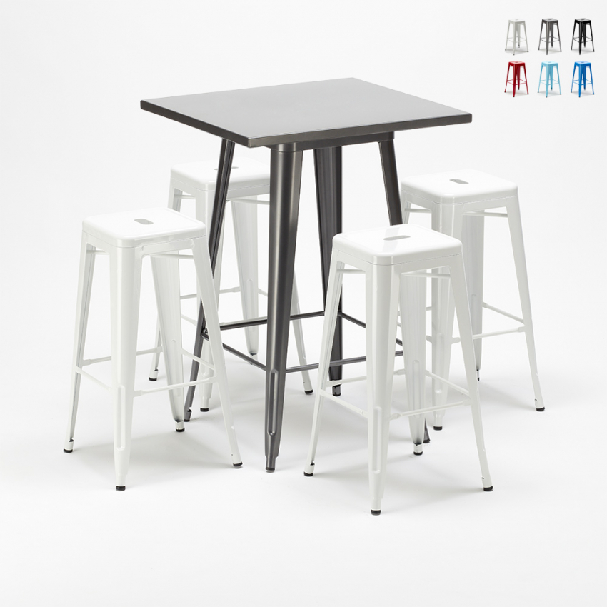 table haute + 4 tabourets métalliques conçus par industrial gowanus Choix table haute + 4 tabourets métalliques conçus par industrial gowanus Choix