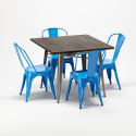 table carrée + 4 chaises en métal design industrial jamaica Achat