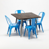 table carrée + 4 chaises en métal design Lix industrial jamaica Achat