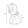 Set met vierkante tafel en 4 metalen stoelen in industriële stijl Jamaica  
